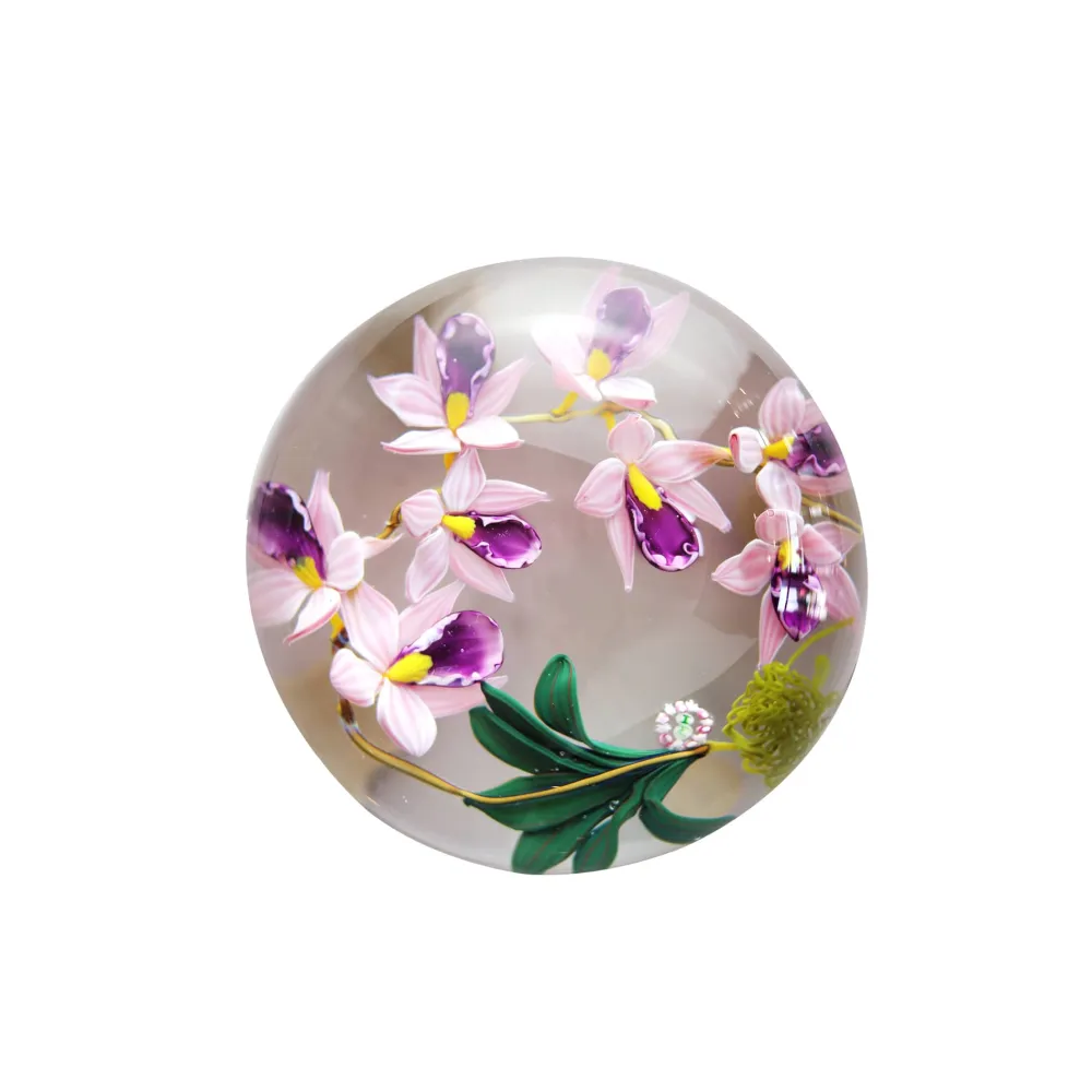 Vessière Cristaux Décoration|Sulfures, Presse-Papiers Cristal|Presse-papier cristal orchidée Mickael Hingant