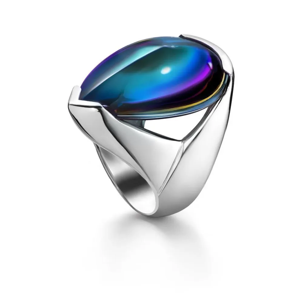 Vessière Cristaux Bijoux|Bagues Cristal|Psydélic bague scarabee bleu baccarat