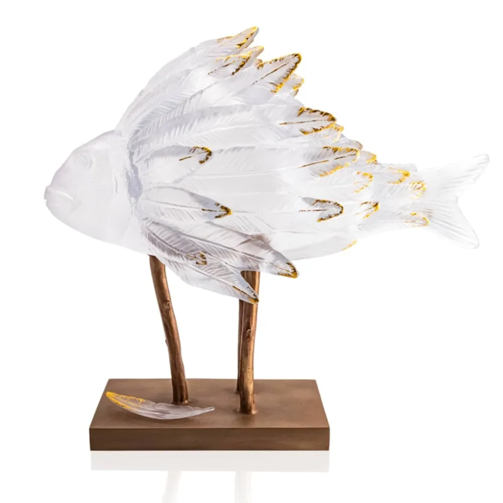 Vessière Cristaux Animaux Cristal|Editions D’Art|Punky Fish Blanc & Or de Patrick Rougereau Daum