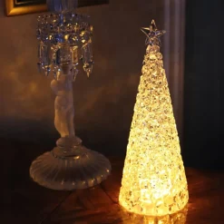 Vessière Cristaux Décoration|Sulfures, Presse-Papiers Cristal|Sapin lumineux acrylique incolore