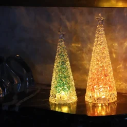 Vessière Cristaux Sulfures, Presse-Papiers Cristal|Décoration|Sapin lumineux acrylique rouge et or