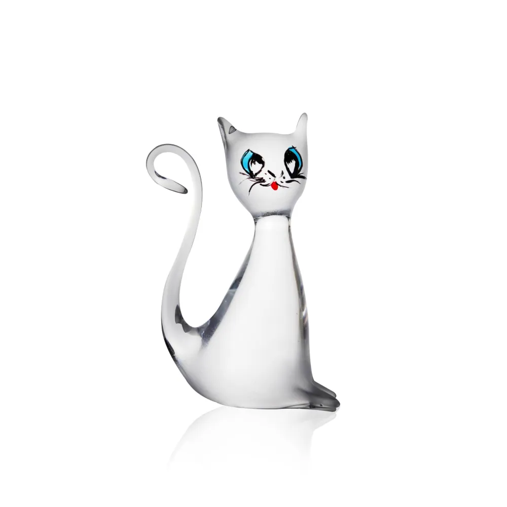 Vessière Cristaux Animaux Cristal|Bestiaire|Sculpture Chat debout cristal clair