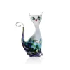 Vessière Cristaux Bestiaire|Animaux Cristal|Sculpture Chat debout cristal turquoise