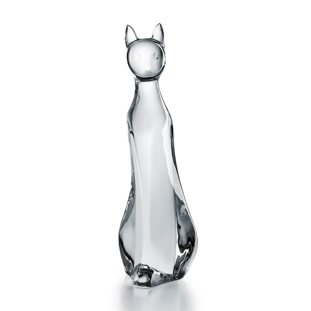 Vessière Cristaux Décoration|Animaux Cristal|Sculpture chat rigot baccarat