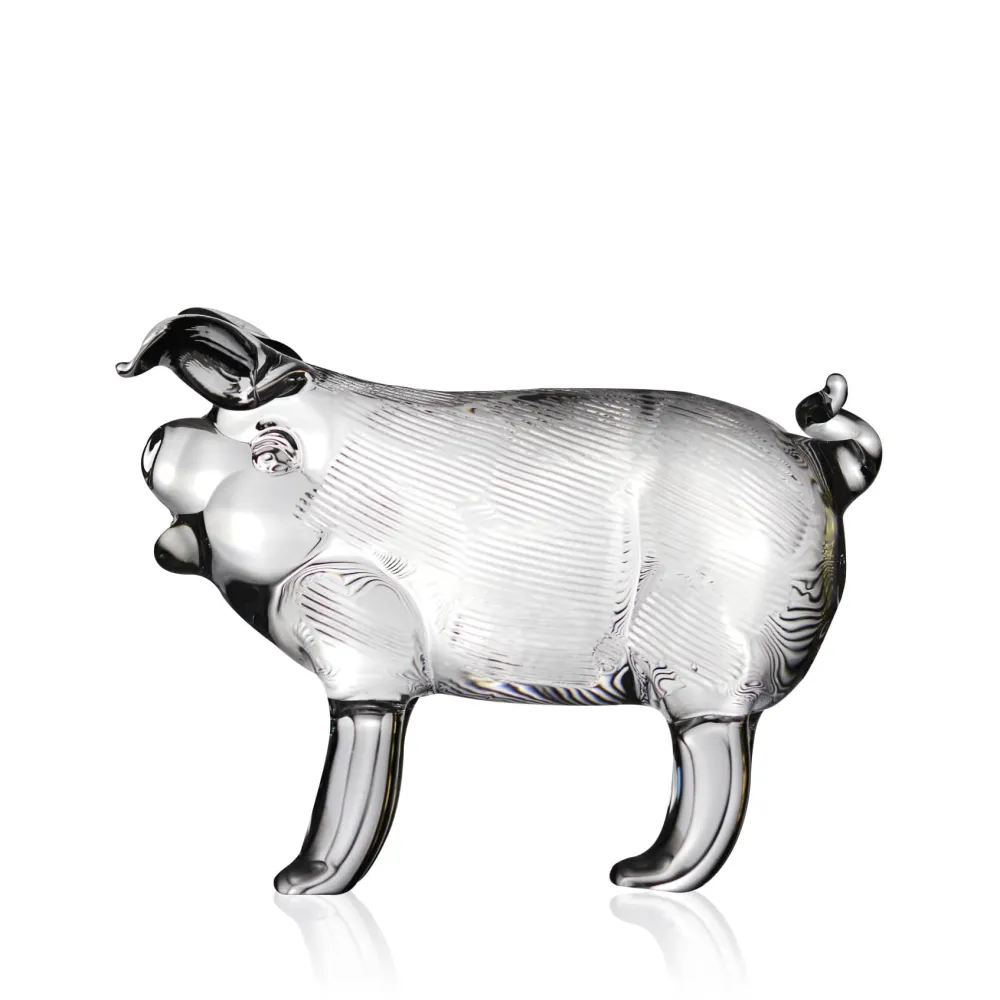 Vessière Cristaux Bestiaire|Animaux Cristal|Sculpture cochon cristal zodiaque chinois