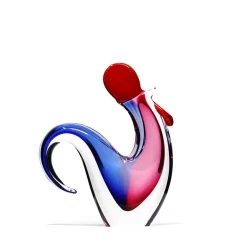 Vessière Cristaux Animaux Cristal|Bestiaire|Sculpture coq cristal rouge bleu