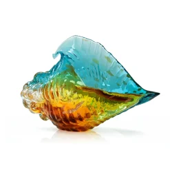Vessière Cristaux Bestiaire|Animaux Cristal|Sculpture coquillage conque turquoise gm