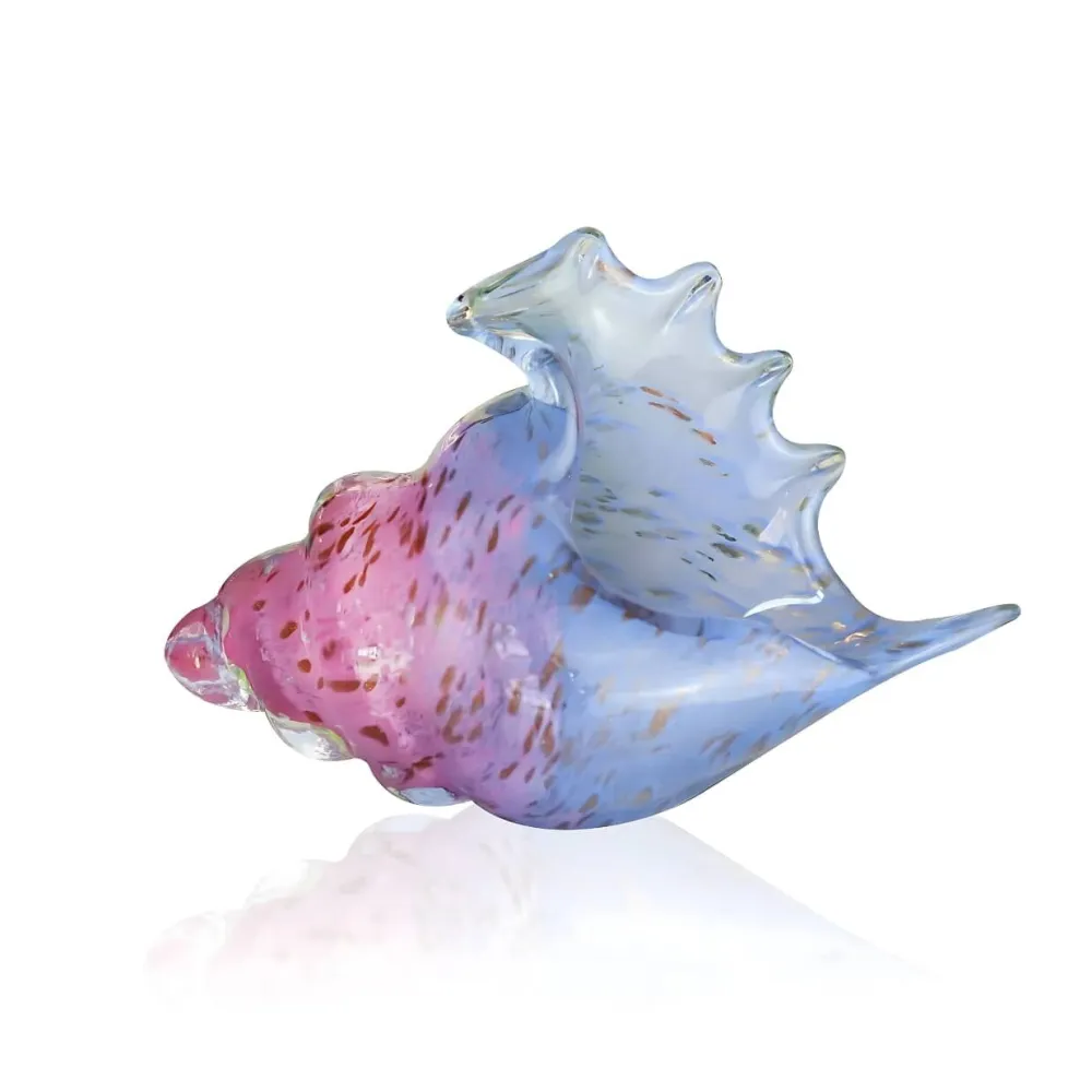 Vessière Cristaux Sculptures Cristal|Bestiaire|Sculpture coquillage conque fuchsia