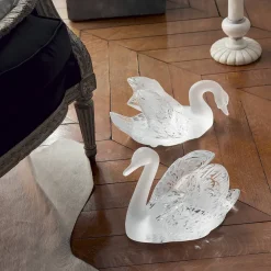 Vessière Cristaux Bestiaire|Animaux Cristal|Sculpture cygne tête baissées lalique
