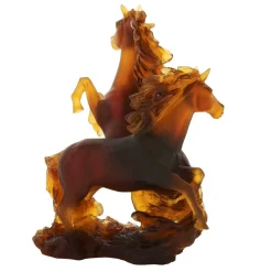 Vessière Cristaux Bestiaire|Animaux Cristal|Sculpture deux chevaux cavalcade daum