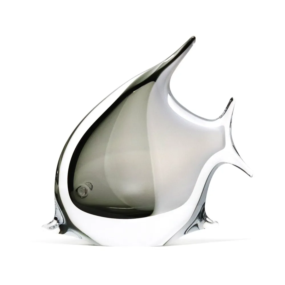 Vessière Cristaux Bestiaire|Sculpture poisson cristal blanc gris