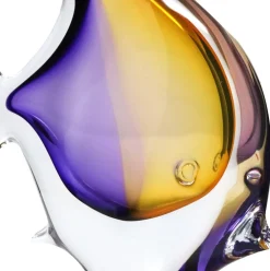 Vessière Cristaux Animaux Cristal|Sculpture poisson cristal jaune violet