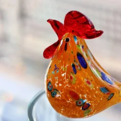 Vessière Cristaux Bestiaire|Animaux Cristal|Sculpture poule cristal orange