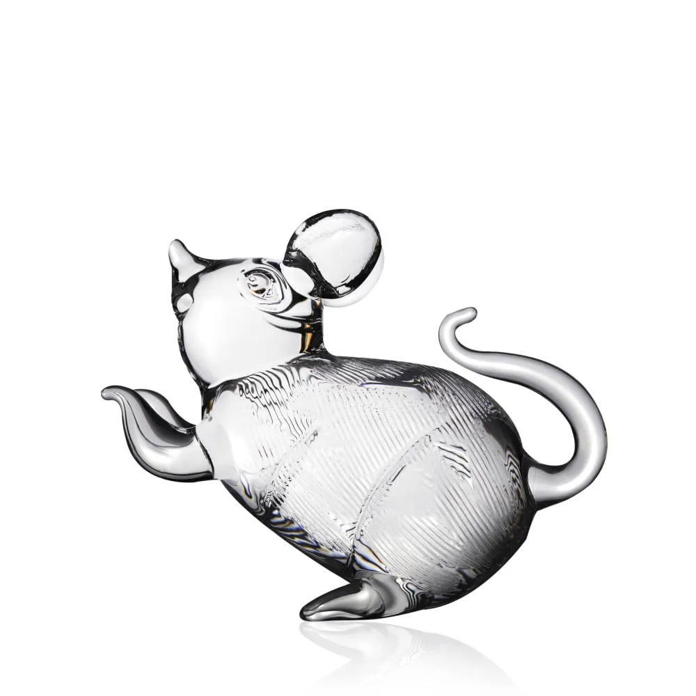 Vessière Cristaux Animaux Cristal|Bestiaire|Sculpture rat cristal zodiaque chinois