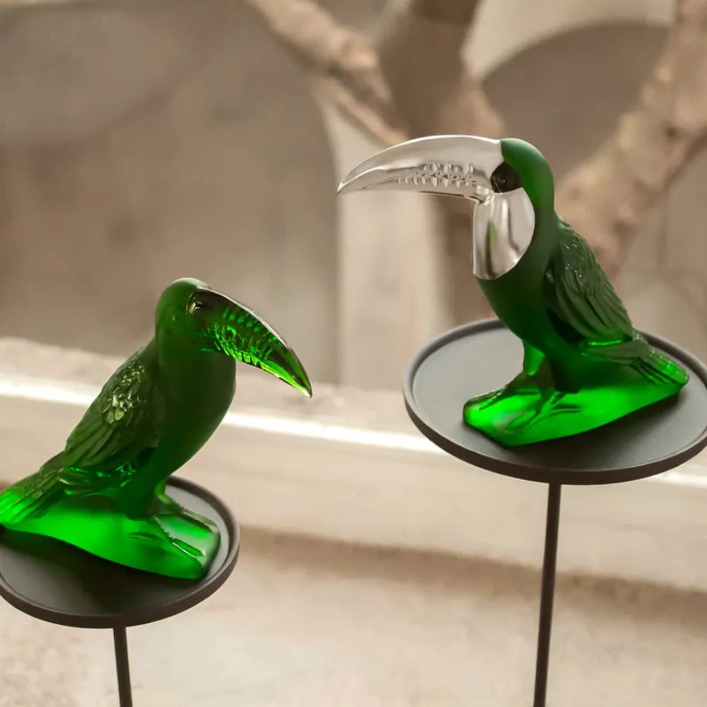 Vessière Cristaux Bestiaire|Sculptures Et Figurines|Sculpture Toucan vert Lalique