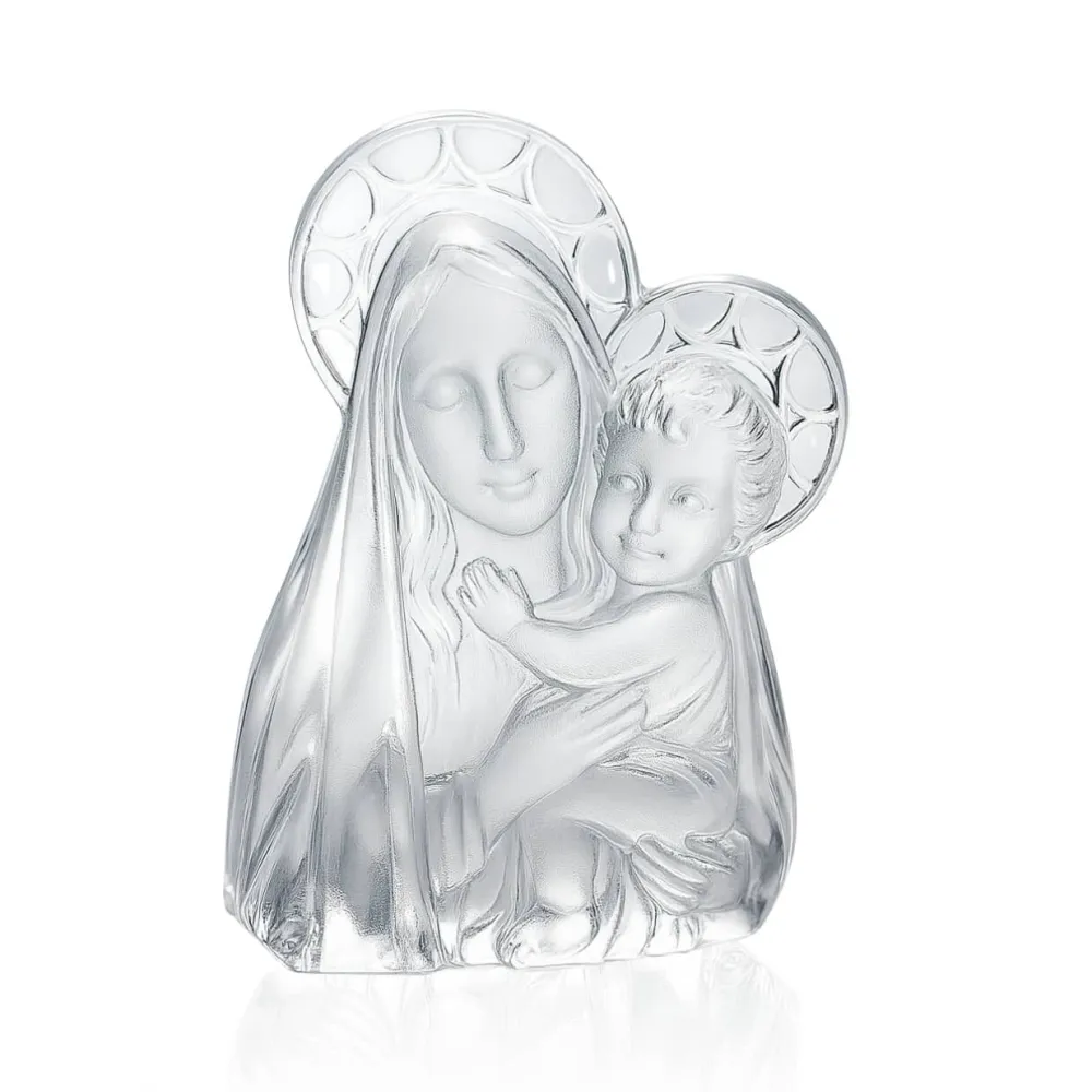 Vessière Cristaux Symboles Religieux Cristal|Sculptures Cristal|Sculpture vierge à l’enfant cristal