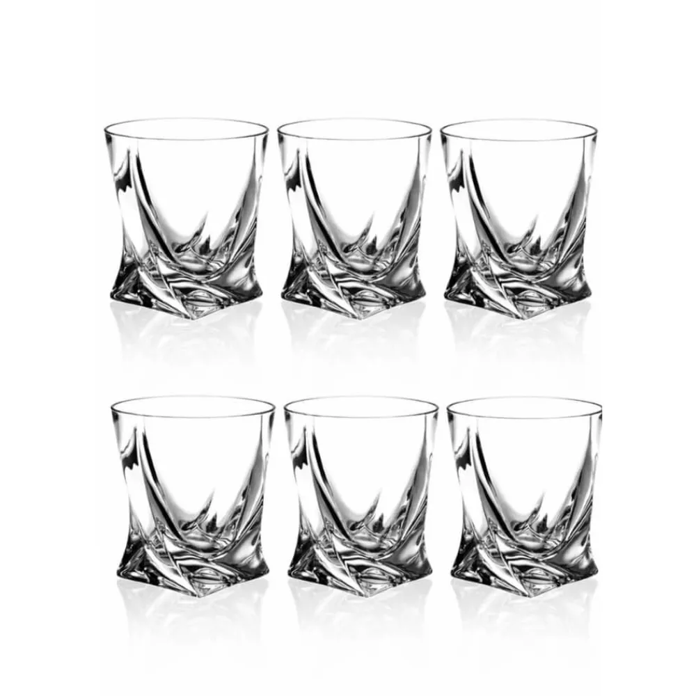Vessière Cristaux Verre À Whisky|Coffrets Verres Cristal|Set 6 gobelets quadro cristal de bohême