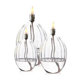 Vessière Cristaux Lampes Cristal|Coupes, Coupelles Et Photophores|Set 3 lampes à huile élégance ovale