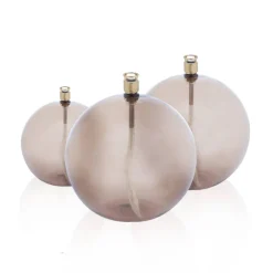 Vessière Cristaux Coupes, Coupelles Et Photophores|Lampes Cristal|Set 3 lampes à huile sphère couleur champagne