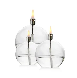 Vessière Cristaux Photophores, Bougeoirs Cristal|Coupes, Coupelles Et Photophores|Set 3 lampes à huile sphère (pm – mm – gm) + paraffine x2