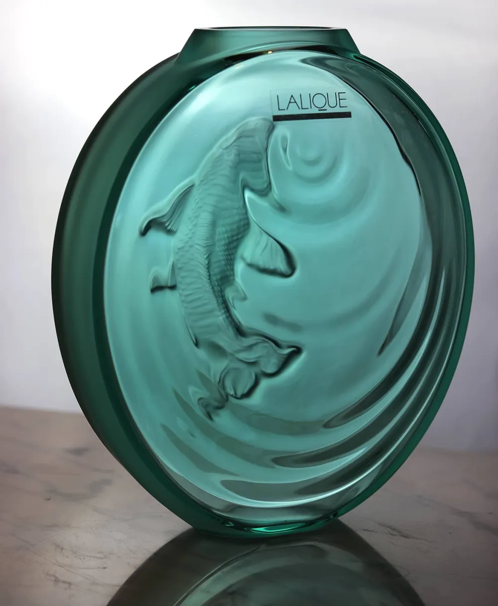 Vessière Cristaux Vases|Soliflore carpe koi lalique