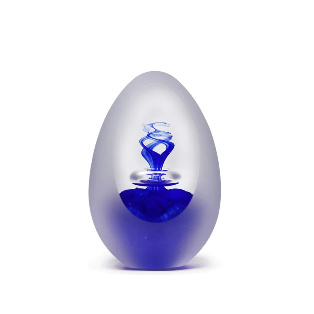 Vessière Cristaux Sulfures, Presse-Papiers|Décoration|Sulfure oeuf bulle cristal dépoli bleu