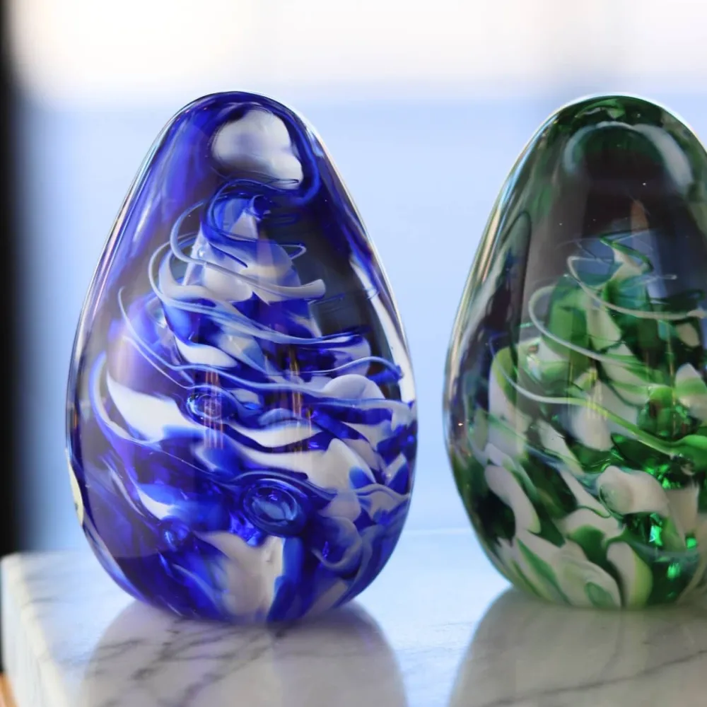 Vessière Cristaux Décoration|Sulfures, Presse-Papiers Cristal|Sulfure œuf cristal bleu de Lorraine