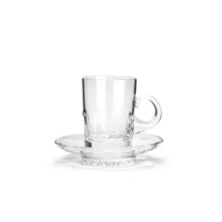 Vessière Cristaux Art De La Table|Verre En Cristal Taillé|Tasse et soucoupe monaco cristal de paris x6