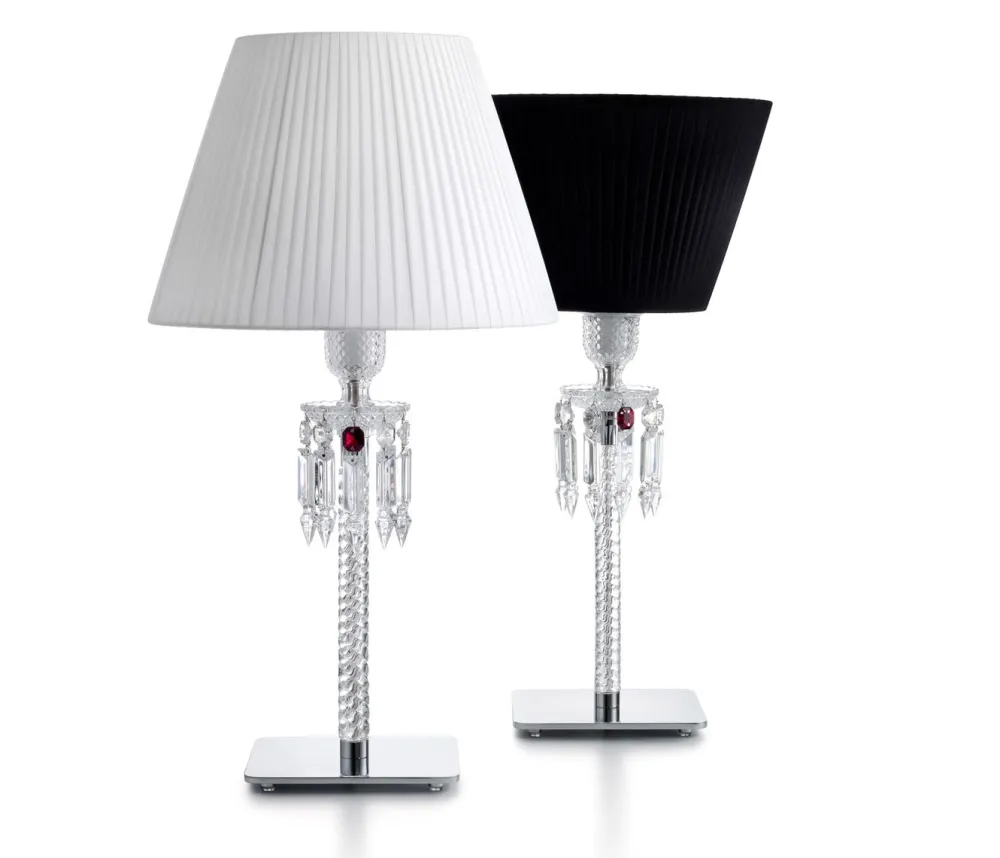 Vessière Cristaux Luminaires|Lampes Cristal|Torch lampe abat-jour blanc baccarat