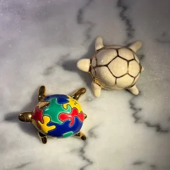 Vessière Cristaux Animaux|Animaux Cristal|Tortue porte-bonheur ivoire & or Émaux de Longwy