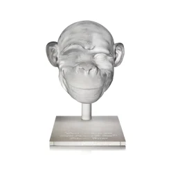Vessière Cristaux Éditions D’Art Cristal|Bestiaire|Tête de chimpanzé pâte de cristal par Loïc Ortega
