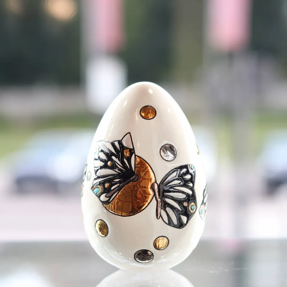 Vessière Cristaux Œufs|Sulfures Cristal|Œuf T2 Mrs Butterfly Émaux de Longwy