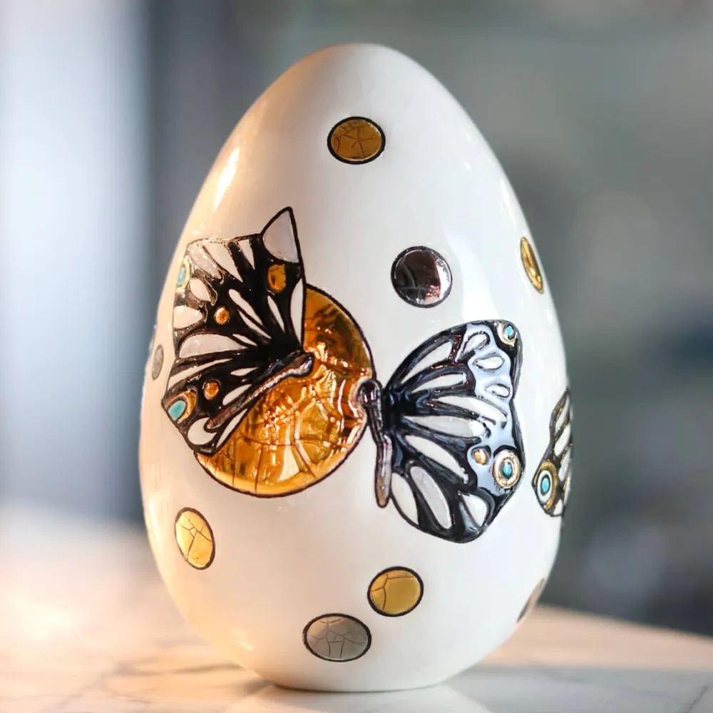 Vessière Cristaux Œufs|Sulfures Cristal|Œuf T2 Mrs Butterfly Émaux de Longwy
