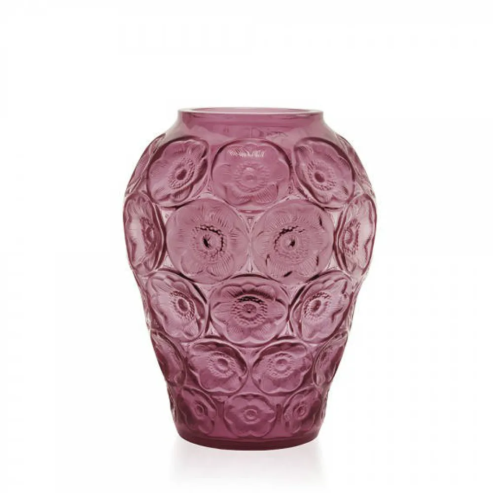 Vessière Cristaux Vases|Vases Cristal Couleur|Vase anémones mm fuchsia lalique