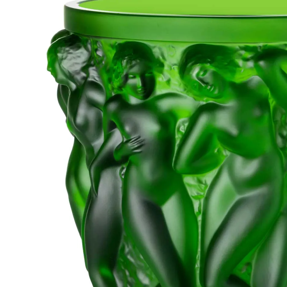 Vessière Cristaux Vases|Vases Cristal Clair|Vase bacchantes vert amazone lalique
