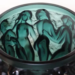 Vessière Cristaux Vases Cristal Couleur|Éditions D’Art Cristal|Vase bacchantes vert lalique