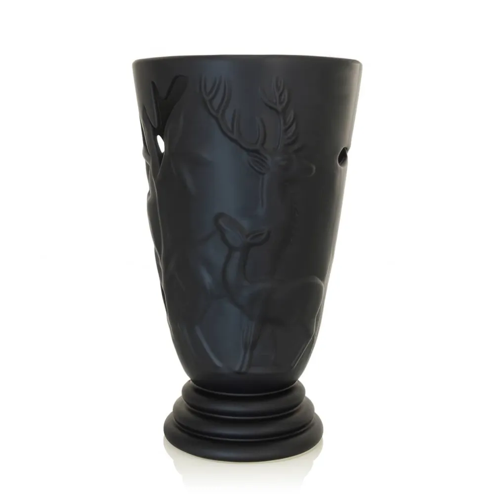 Vessière Cristaux Lunéville|Vase cerf noir Faïence de Lunéville