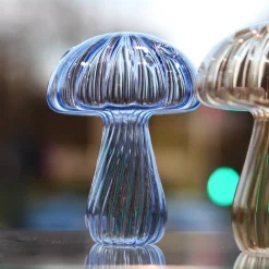 Vessière Cristaux Vases|Vases Cristal Clair|Vase champignon verre bleu