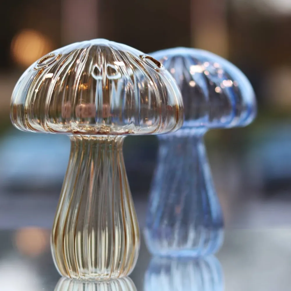 Vessière Cristaux Vases|Vases Cristal Clair|Vase champignon verre or