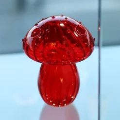 Vessière Cristaux Vases|Vases Cristal Clair|Vase champignon verre rouge