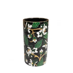 Vessière Cristaux Vase Céramique|Vases Cristal Couleur|Vase cornet Héritage noir Émaux de Longwy