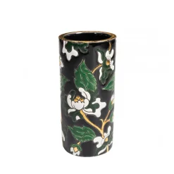 Vessière Cristaux Vase Céramique|Vases Cristal Couleur|Vase cornet Héritage noir Émaux de Longwy