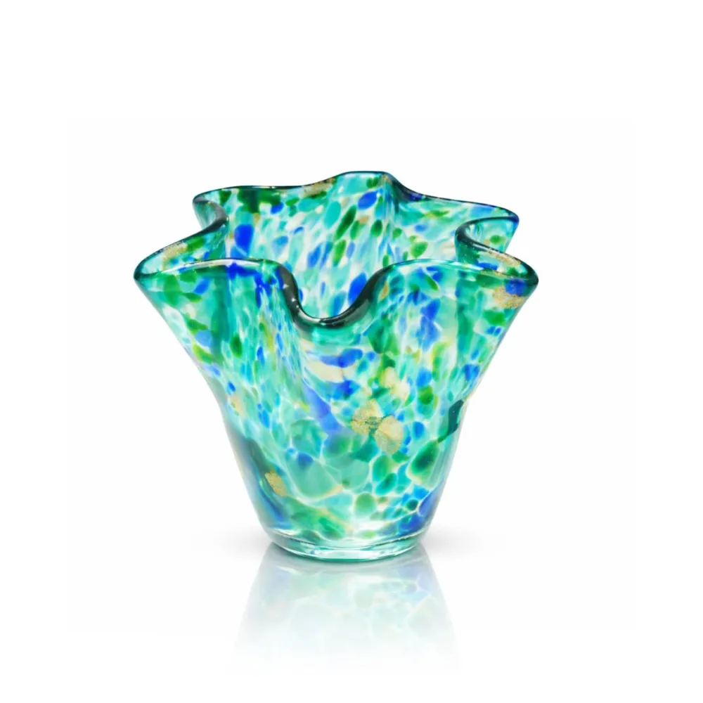 Vessière Cristaux Vases|Vases Cristal Couleur|Vase corolle lagon cristal turquoise