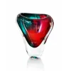 Vessière Cristaux Vases|Vases Cristal Couleur|Vase cristal art déco rouge turquoise