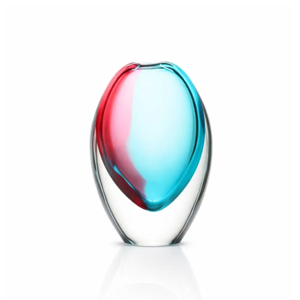 Vessière Cristaux Vases|Vase cristal ovale rouge turquoise