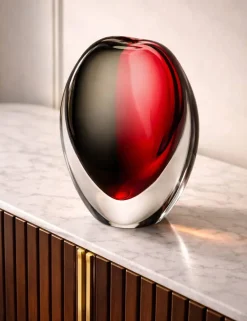 Vessière Cristaux Vases|Vase cristal ovale rouge gris