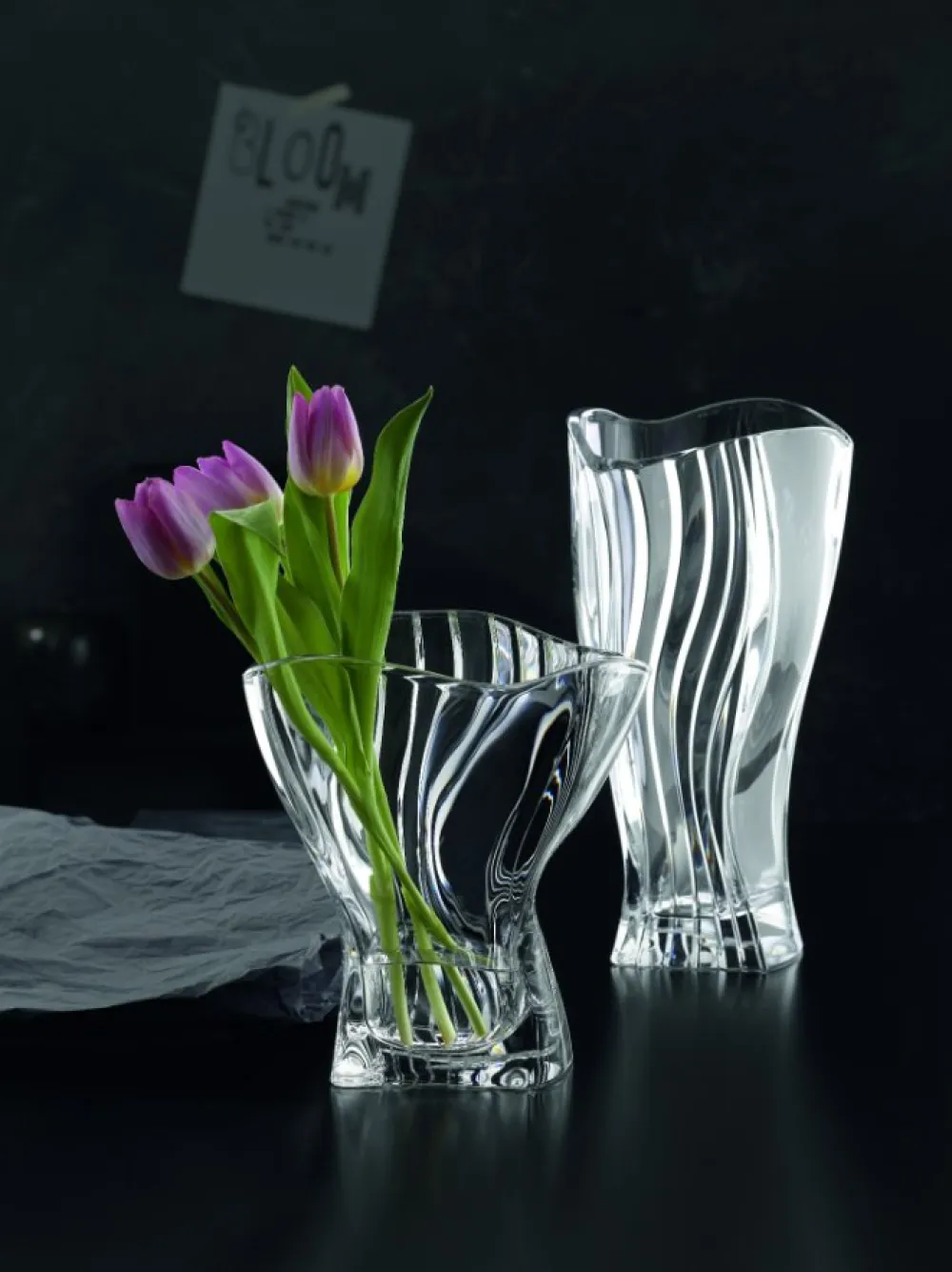 Vessière Cristaux Vases|Vases Cristal Clair|Vase curve cristal