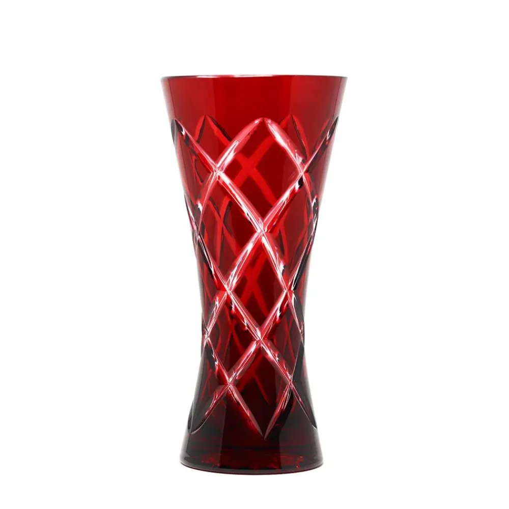 Vessière Cristaux Vases|Vases Cristal Couleur|Vase doublé couleur rouge cristal de paris
