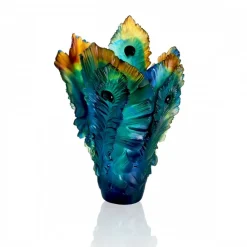 Vessière Cristaux Vases|Vases Cristal Couleur|Vase fleur de paon gm daum