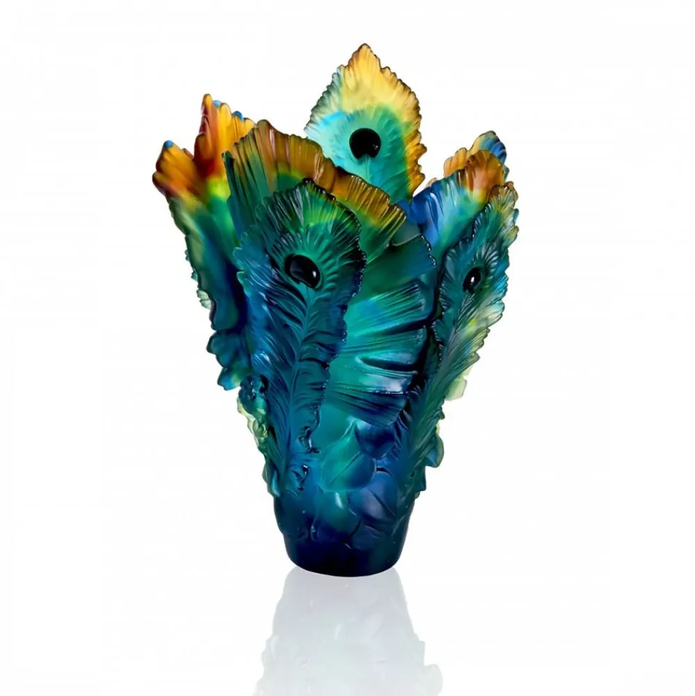 Vessière Cristaux Vases|Vases Cristal Couleur|Vase fleur de paon gm daum